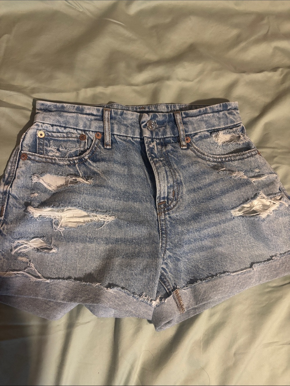 American Eagle Strigid Curvy Super High-Waisted Relaxed Denim Short